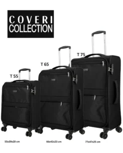COVERI COLLECTION - TROLLEY NERO IN TESSUTO CON DOPPIA TASCA FRONTALE  E 4 RUOTE