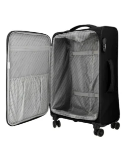 COVERI COLLECTION - TROLLEY NERO IN TESSUTO CON DOPPIA TASCA FRONTALE  E 4 RUOTE