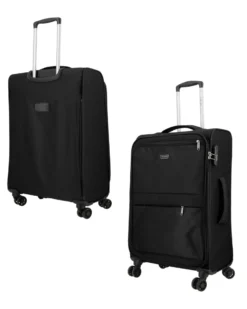COVERI COLLECTION - TROLLEY NERO IN TESSUTO CON DOPPIA TASCA FRONTALE  E 4 RUOTE