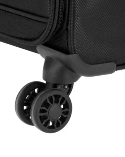 COVERI COLLECTION - TROLLEY NERO IN TESSUTO CON DOPPIA TASCA FRONTALE  E 4 RUOTE