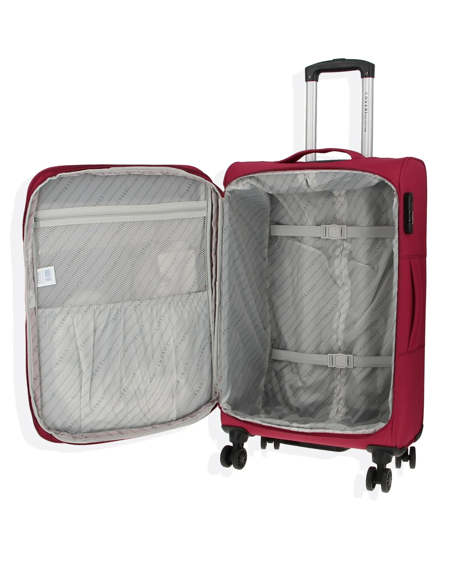 COVERI COLLECTION - TROLLEY ROSSO IN TESSUTO ESPANDIBILE CON DOPPIA TASCA FRONTALE