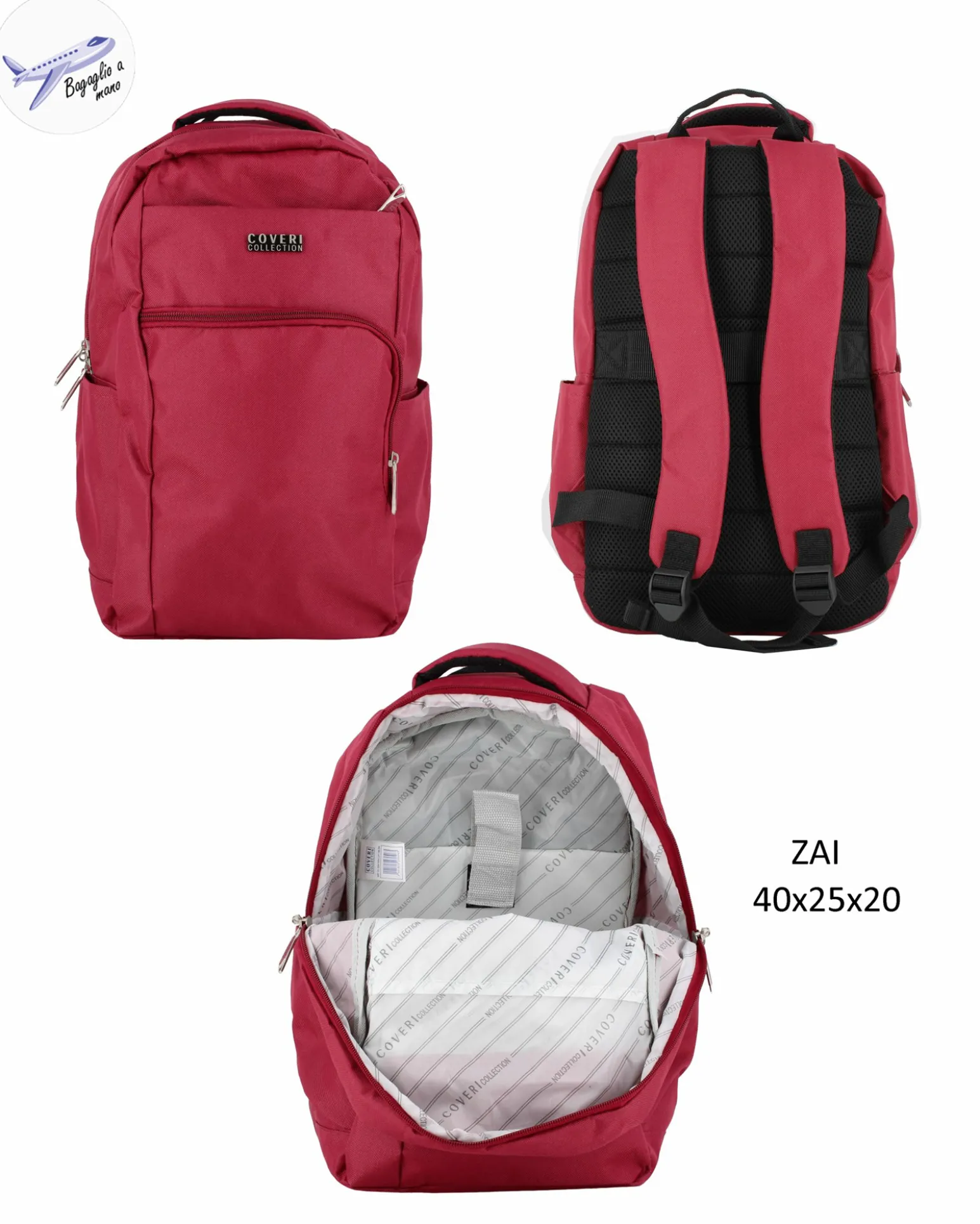 COVERI COLLECTION - TROLLEY ROSSO IN TESSUTO ESPANDIBILE CON DOPPIA TASCA FRONTALE