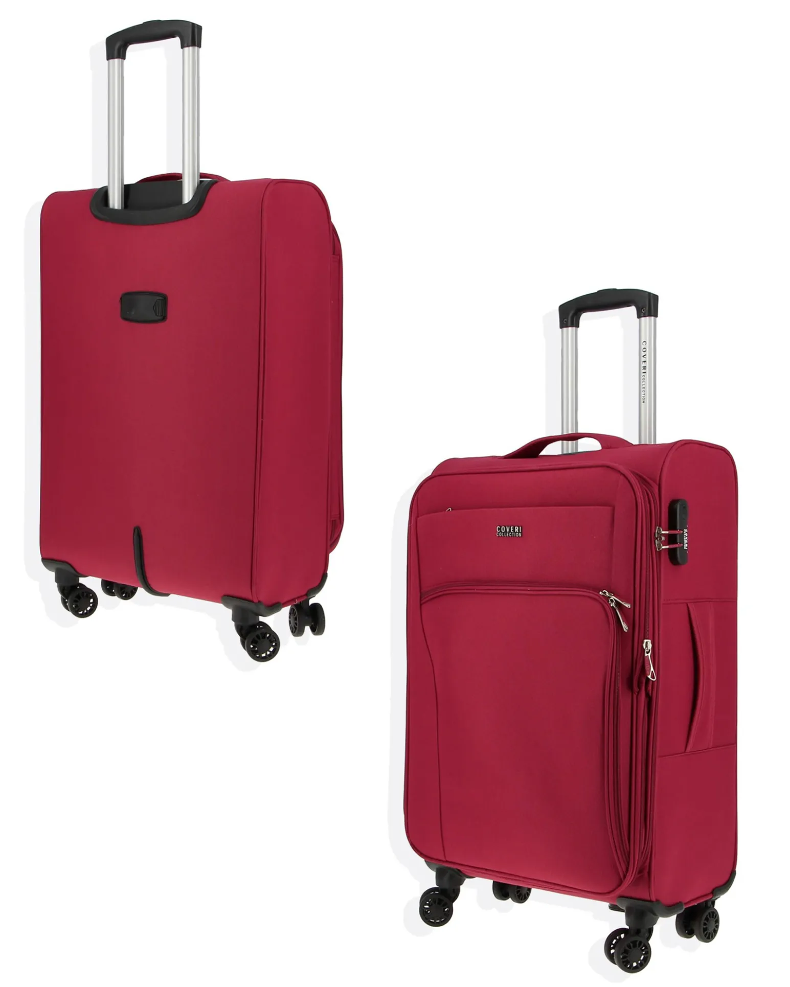COVERI COLLECTION - TROLLEY ROSSO IN TESSUTO ESPANDIBILE CON DOPPIA TASCA FRONTALE
