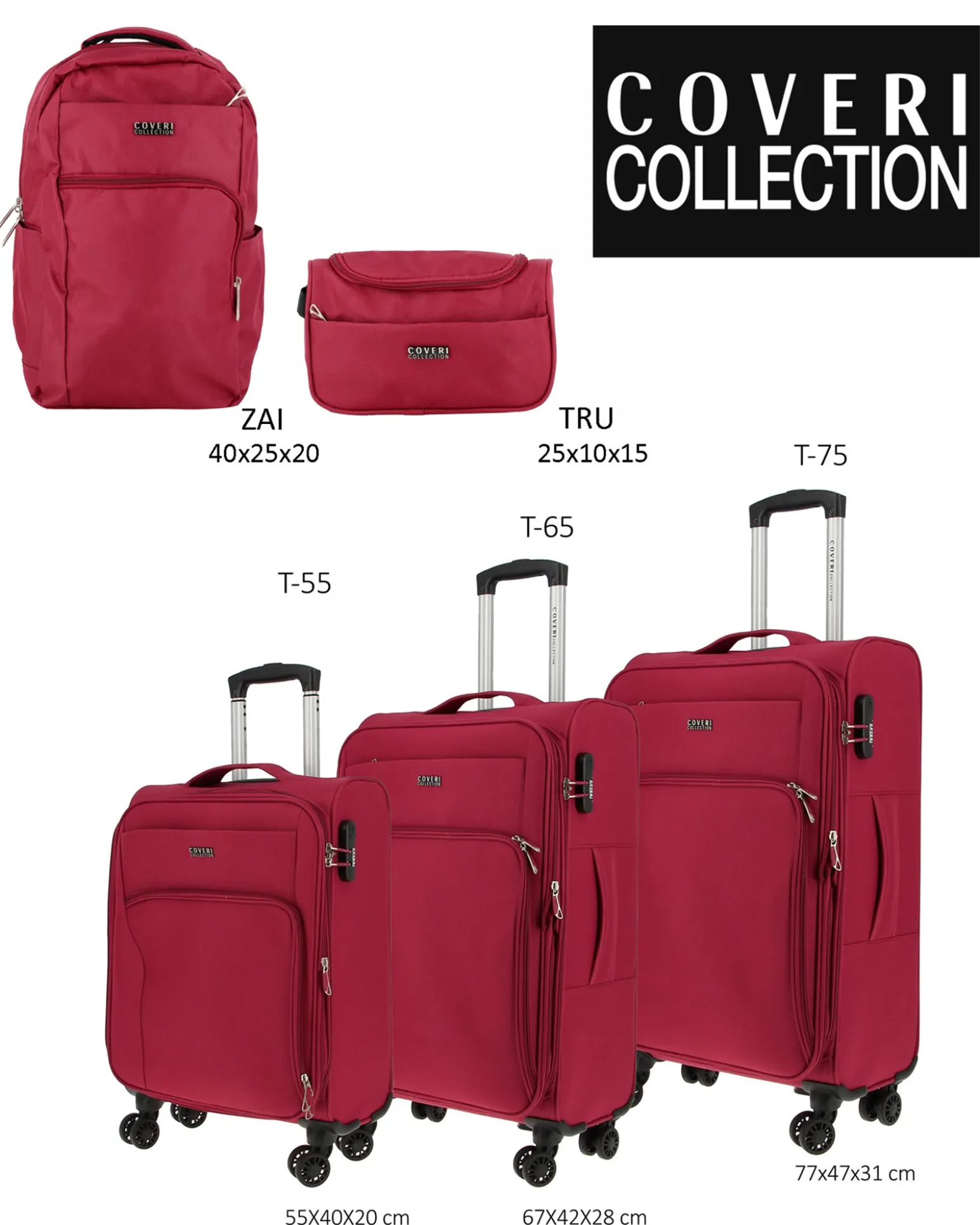 COVERI COLLECTION - TROLLEY ROSSO IN TESSUTO ESPANDIBILE CON DOPPIA TASCA FRONTALE