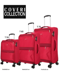 COVERI COLLECTION - TROLLEY ROSSO IN TESSUTO CON DOPPIA TASCA FRONTALE  E 4 RUOTE