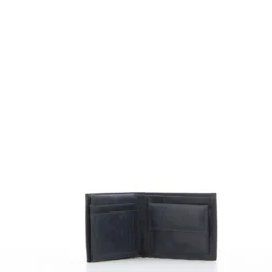 COVERI – Portafoglio blu in vera pelle con logo centrale, ribaltina interna e scomparto porta spicci