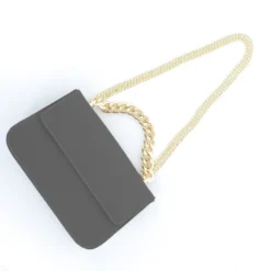 CURVE - Borsa a tracolla grigia con patta e catena spessa