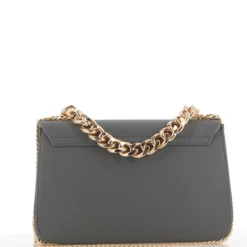 CURVE - Borsa a tracolla grigia con patta e catena spessa
