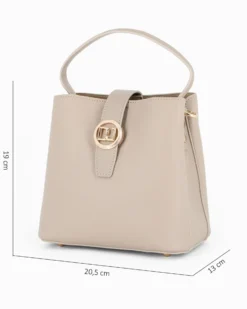 DAVID JONES - Borsa a mano taupe con pattina e tre scomparti principali, tracolla removibile