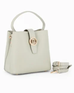 DAVID JONES - Borsa a mano verde con pattina e tre scomparti principali, tracolla removibile