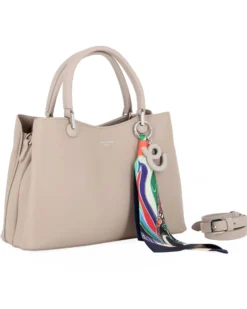 DAVID JONES - BORSA BEIGE A MANO DUE MANICI TRE SCOMPARTI E FOULARD