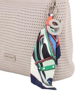 DAVID JONES - Borsa hobo traforata marrone chiaro con foulard decorativo
