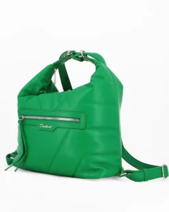 DAVID JONES - Borsa verde con tasca frontale e logo in rilievo