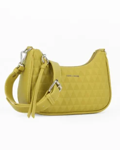DAVID JONES - Borsetta mezzaluna verde chiaro con fantasia triangoli e tasca posteriore