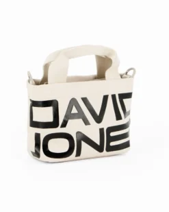 DAVID JONES - Minibag a due manici latte con dettaglio scritte, tracolla regolabile