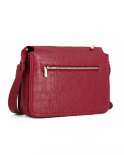 DAVID JONES - Tracolla rossa in cocco con tre scomparti principali e tasca posteriore
