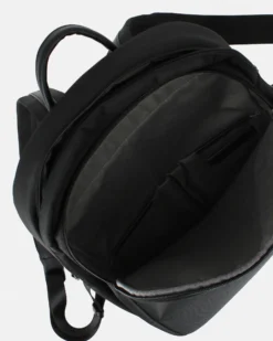 DAVID JONES - Zaino da ufficio nero con due tasche e fascia per aggancio trolley