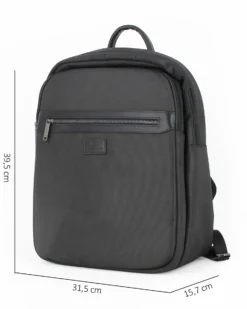 DAVID JONES - Zaino da ufficio nero con due tasche e fascia per aggancio trolley