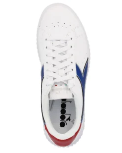 DIADORA - Sneakers da donna bianca con dettagli metallizzati rossi e blu - STEP P LIPSTICK