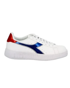 DIADORA - Sneakers da donna bianca con dettagli metallizzati rossi e blu - STEP P LIPSTICK