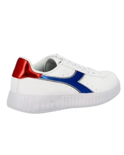 DIADORA - Sneakers da donna bianca con dettagli metallizzati rossi e blu - STEP P LIPSTICK