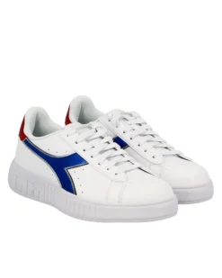 DIADORA - Sneakers da donna bianca con dettagli metallizzati rossi e blu - STEP P LIPSTICK