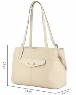 DIVAS - Borsa a spalla beige in VERA PELLE con manici regolabili, MADE IN ITALY