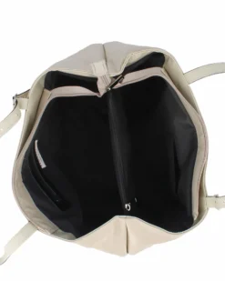DIVAS - Borsa a spalla beige in VERA PELLE con manici regolabili, MADE IN ITALY