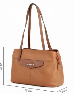 DIVAS - Borsa a spalla cuoio in VERA PELLE con manici regolabili, MADE IN ITALY