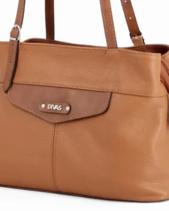 DIVAS - Borsa a spalla cuoio in VERA PELLE con manici regolabili, MADE IN ITALY