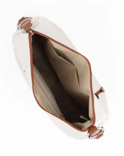 DIVAS - Borsa beige con tracolla nastro in VERA PELLE - MADE IN ITALY