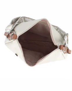 DIVAS - Borsa beige con tracolla nastro in VERA PELLE - MADE IN ITALY