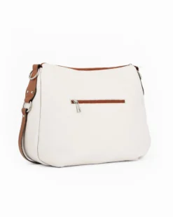 DIVAS - Borsa beige con tracolla nastro in VERA PELLE - MADE IN ITALY
