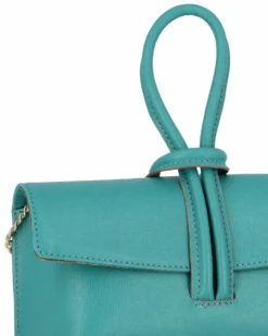DIVAS - Borsa bracciale azzurra con catena oro VERA PELLE, MADE IN ITALY