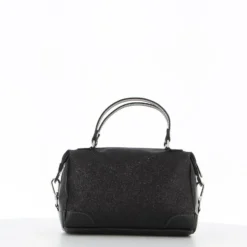 DIVAS - Borsa glitter nero con due manici e tracolla rimovibile, MADE IN ITALY