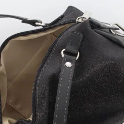 DIVAS - Borsa glitter nero con due manici e tracolla rimovibile, MADE IN ITALY