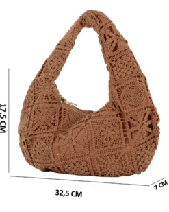 DIVAS - Borsa hobo in pizzo crochet marrone