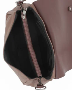 DIVAS - Borsa marrone in VERA PELLE con patta e tracolla nastro - MADE IN ITALY
