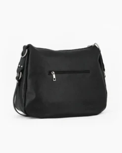 DIVAS - Borsa nera con tracolla nastro in VERA PELLE - MADE IN ITALY