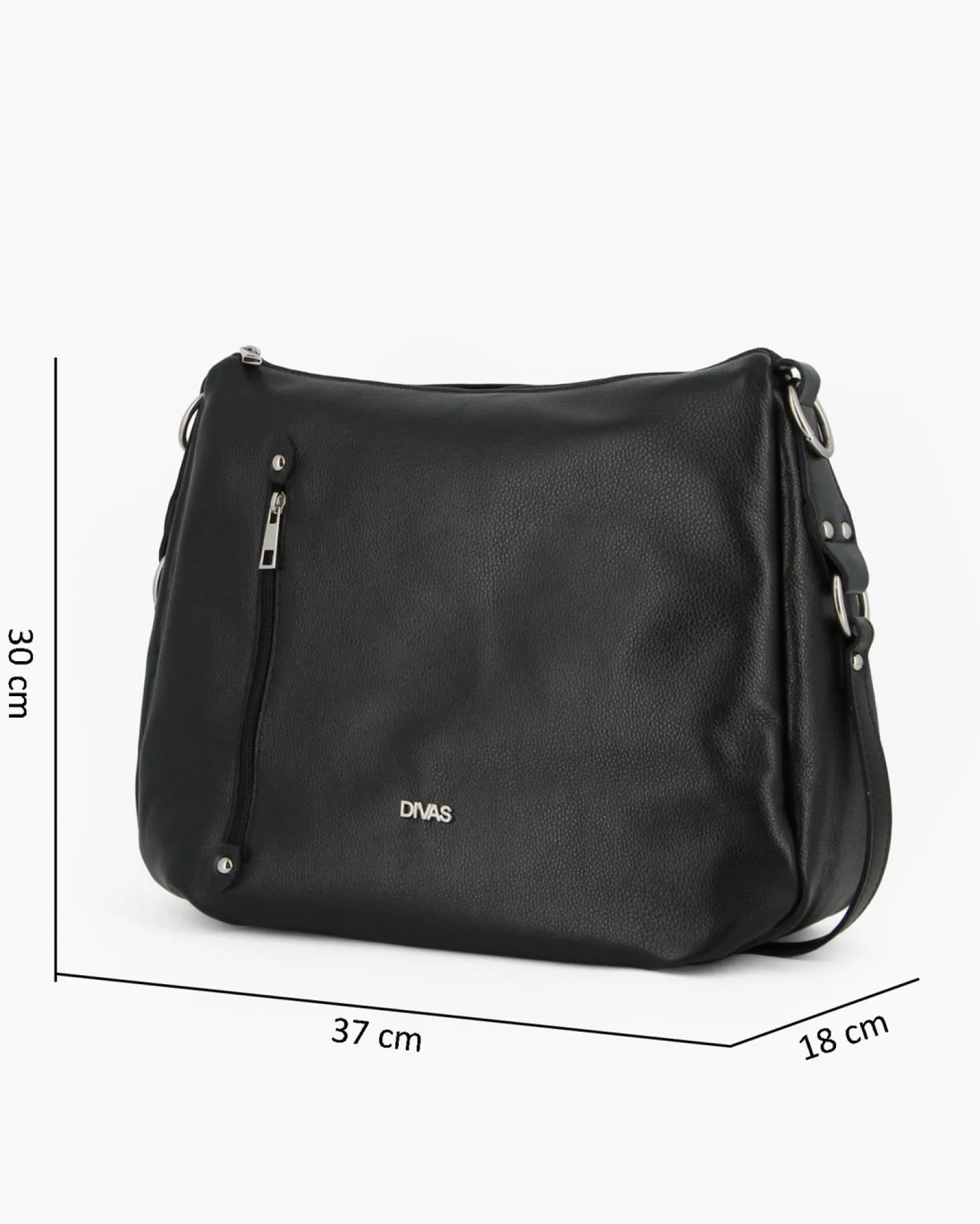 DIVAS - Borsa nera con tracolla nastro in VERA PELLE - MADE IN ITALY