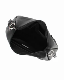 DIVAS - Borsa nera con tracolla nastro in VERA PELLE - MADE IN ITALY