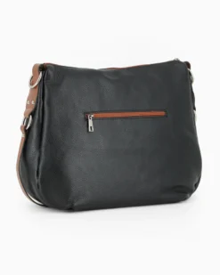 DIVAS - Borsa nera con tracolla nastro in VERA PELLE - MADE IN ITALY