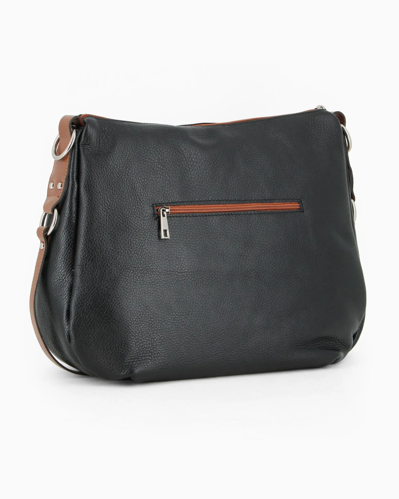 DIVAS - Borsa nera con tracolla nastro in VERA PELLE - MADE IN ITALY