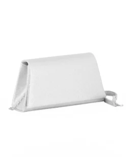 DIVAS - Borsa pochette argento da cerimonia con manico e catena metallo