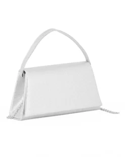 DIVAS - Borsa pochette argento da cerimonia con manico e catena metallo