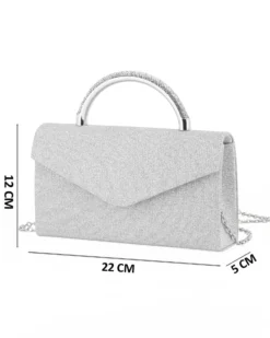DIVAS - Borsa pochette argento in lurex con manico gioiello