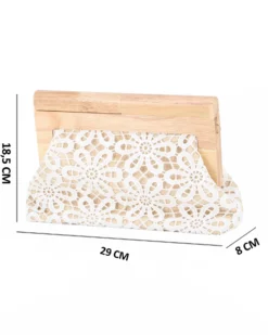 DIVAS - Borsa pochette bianca ricamata con stecca in legno