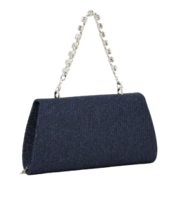 DIVAS - Borsa pochette blu in lurex per cerimonia
