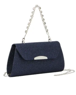 DIVAS - Borsa pochette blu in lurex per cerimonia