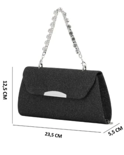 DIVAS - Borsa pochette nera in lurex per cerimonia